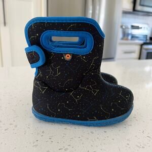 BOGS Neoprene Rain Snow Black Blue Constellation Boots Baby Toddler Size 6